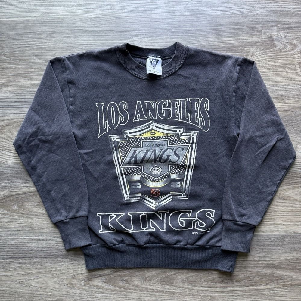 VTG 90s Los Angeles Kings Sweatshirt Boys Youth Black NHL Hockey Crewneck L